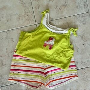 Gymboree Lime Green Tank and Striped Shorts Set